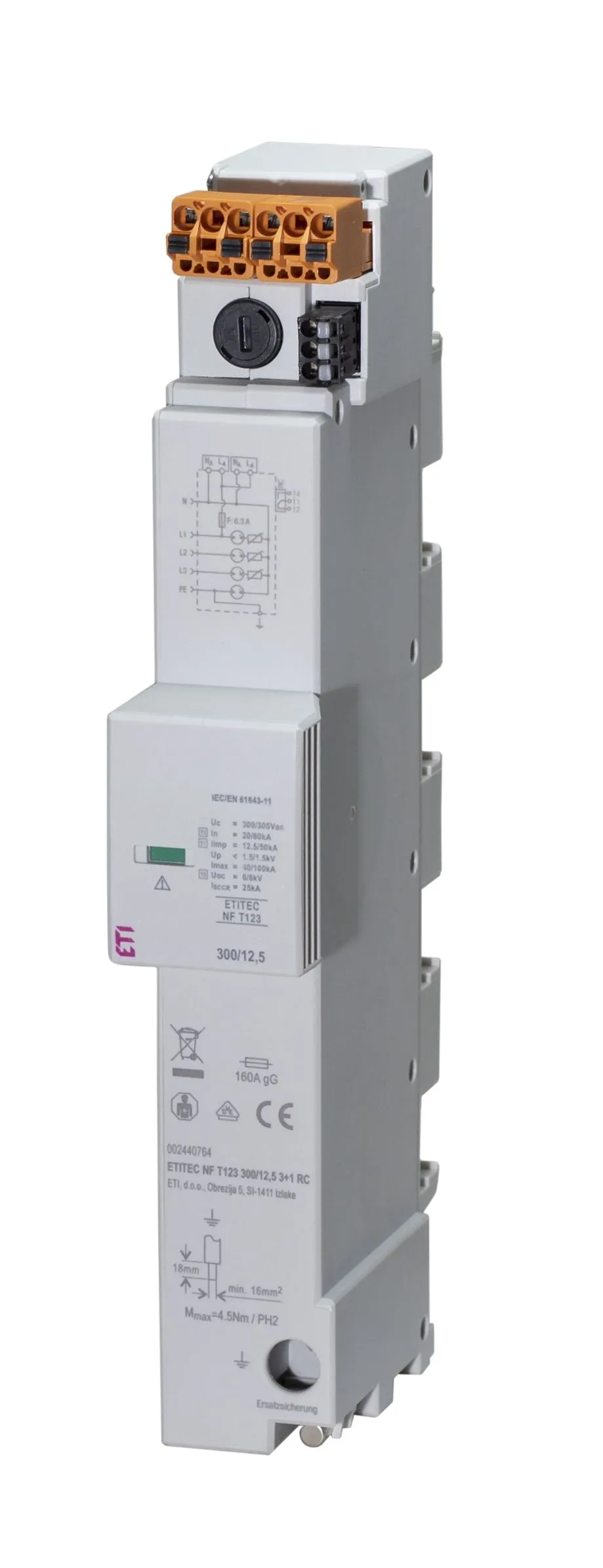 Surge arrester ETITEC NF T123 300/12,5 3+1 RC 002440764