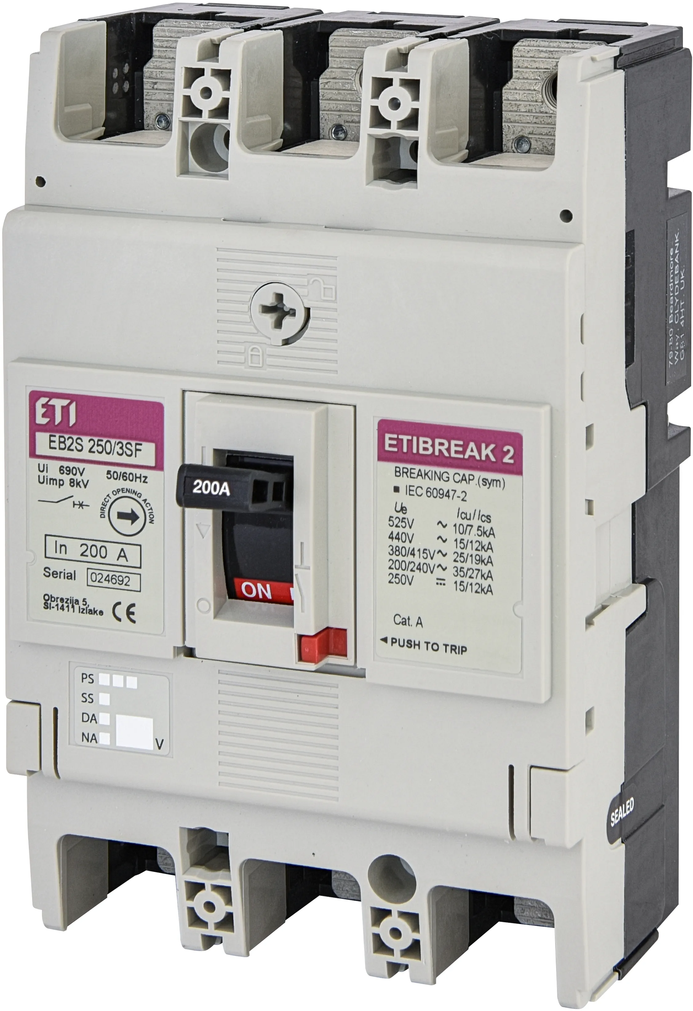 Molded Case Circuit Breaker EB2S 250/3SF 200A 3p 004671838