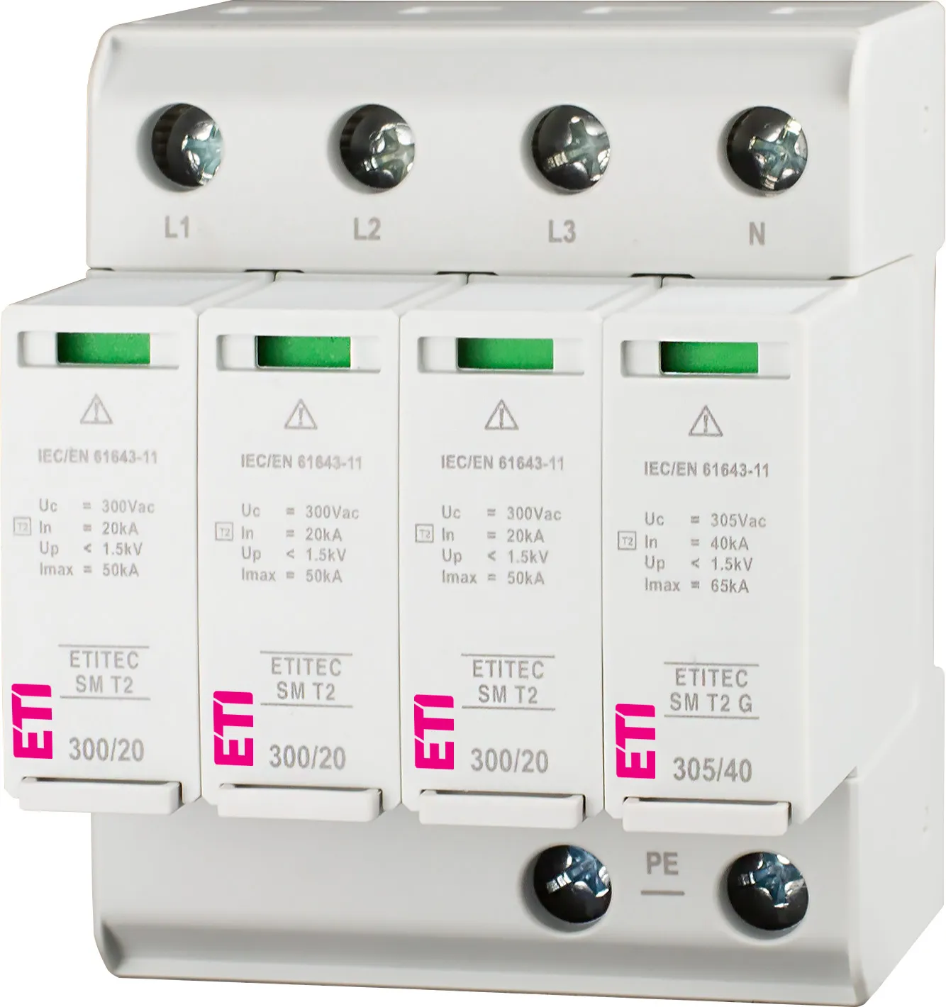 Surge arrester ETITEC SM T2 300/20 3+1 002440754