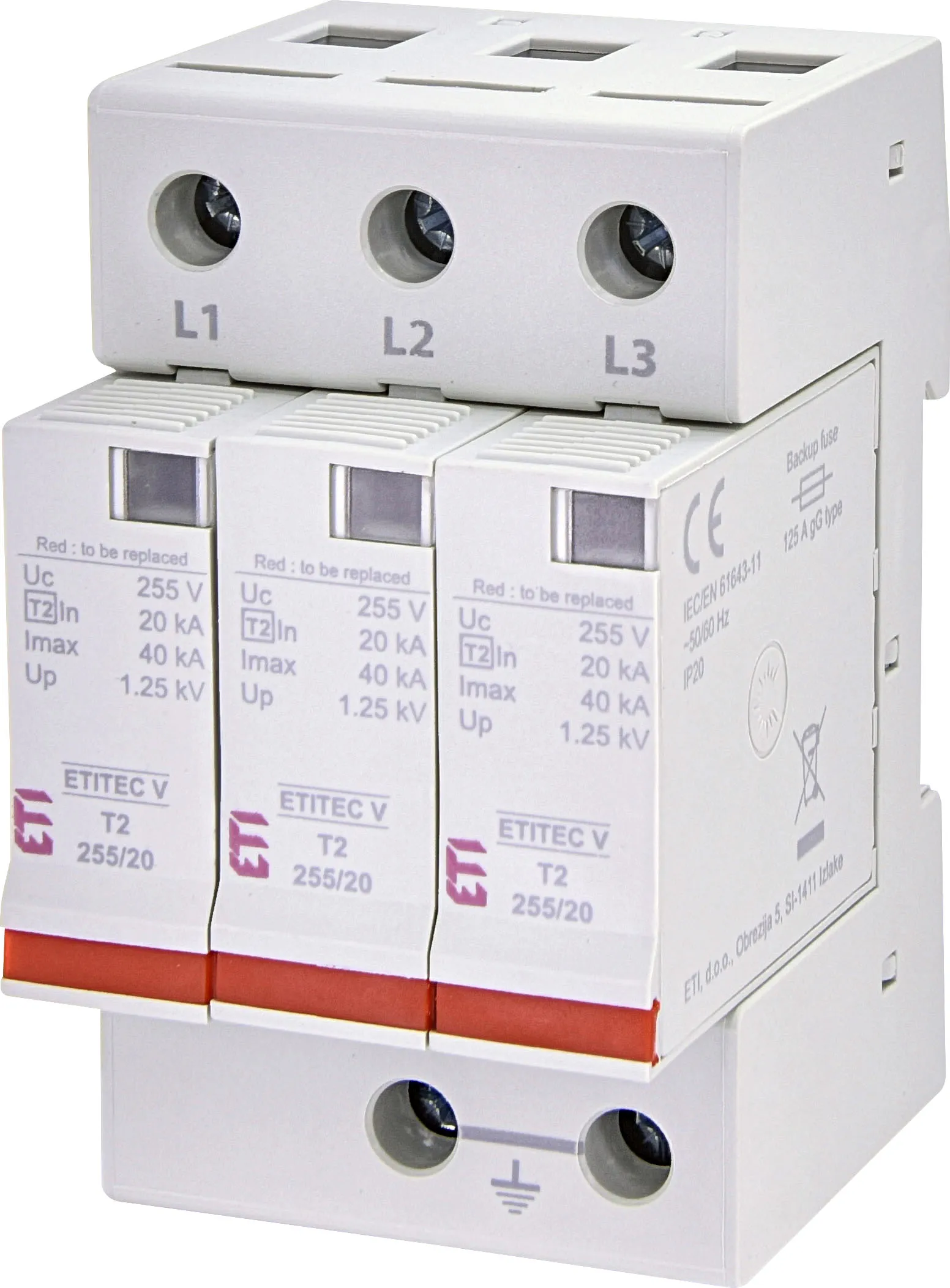 Surge arrester ETITEC V T2 255/20 3+0 RC 002442961