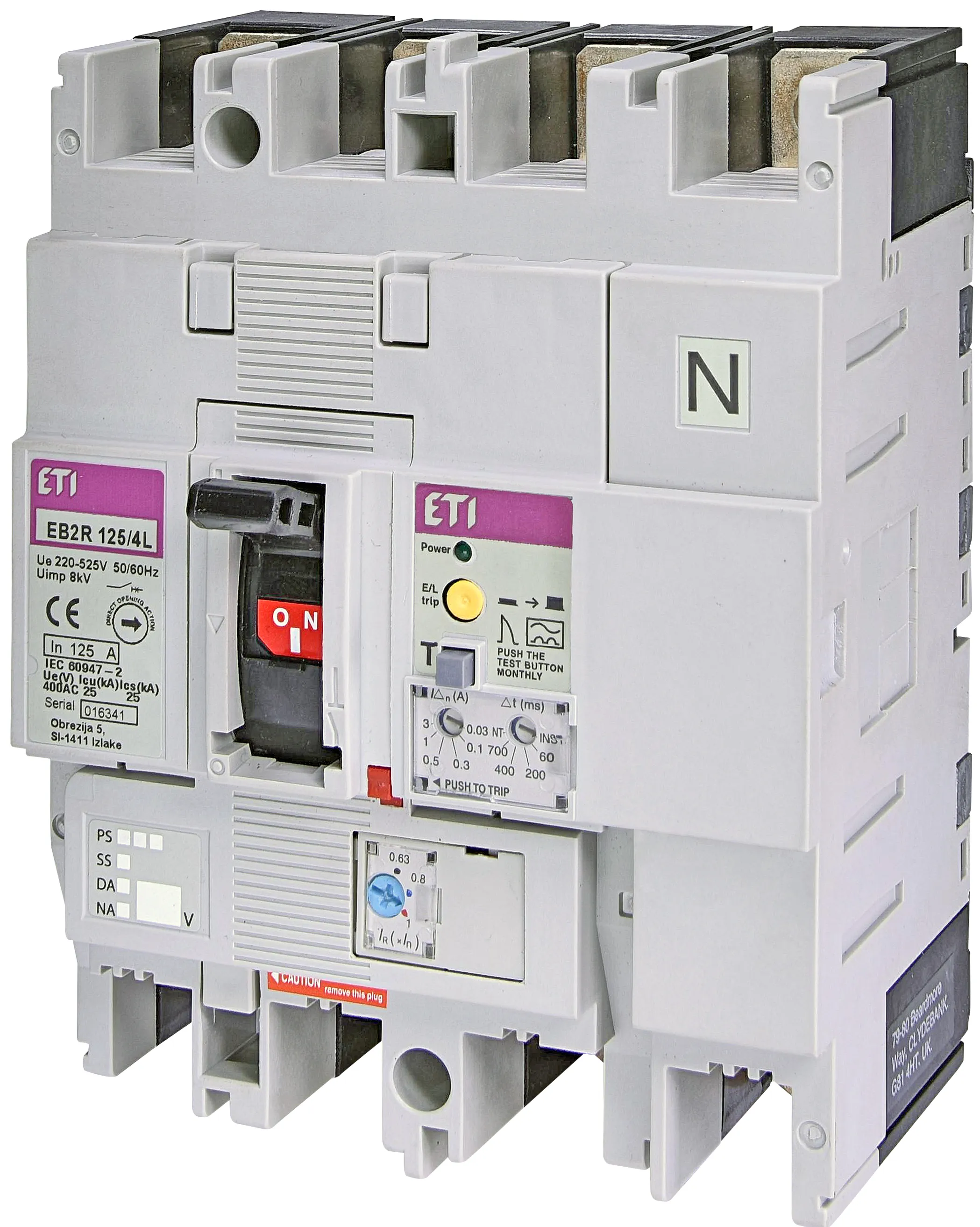 Molded Case Circuit Breaker EB2R 125/4L 125A 4P 004671512