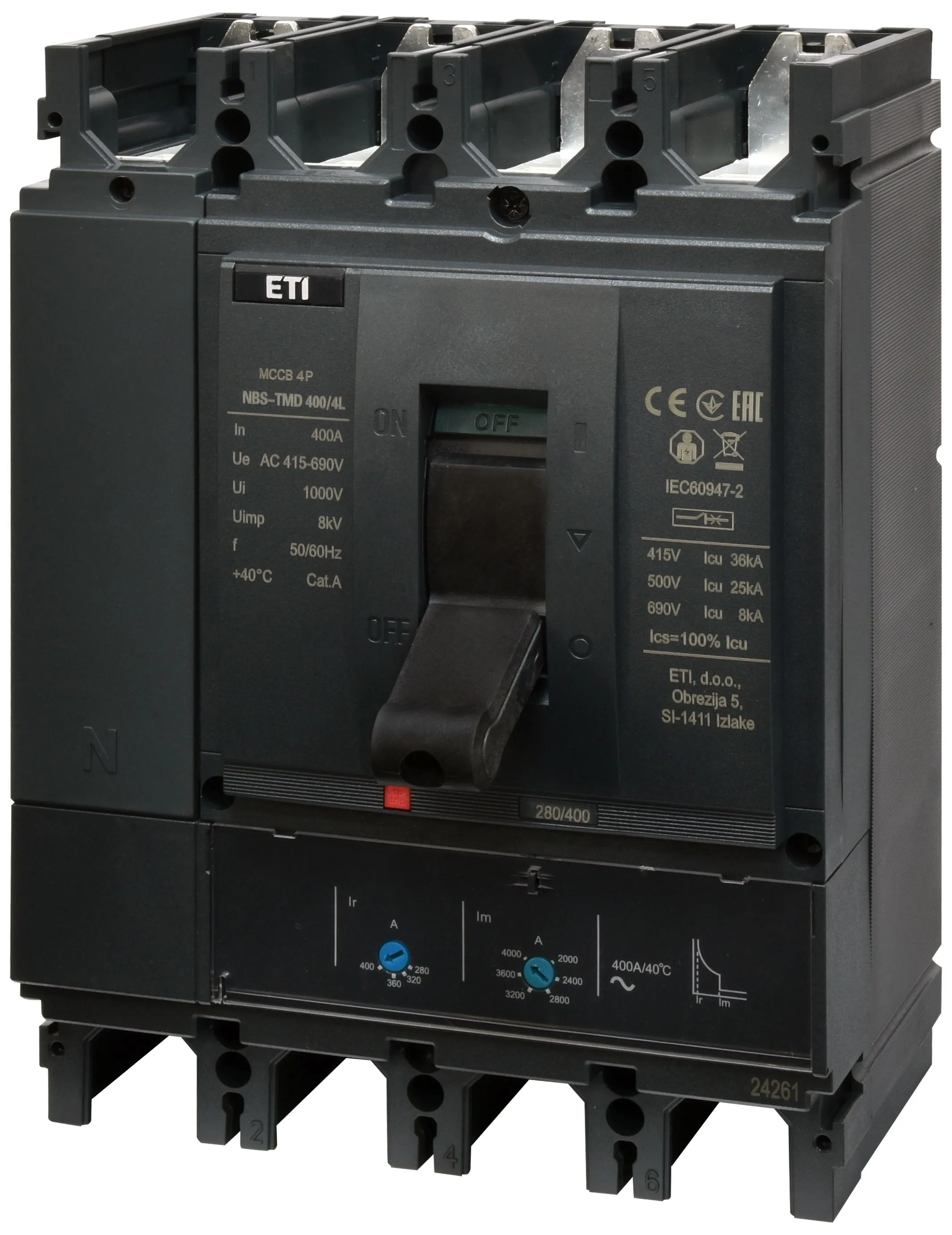 Molded Case Circuit Breaker NBS-TMD 400/4L 315A 4P 004673103